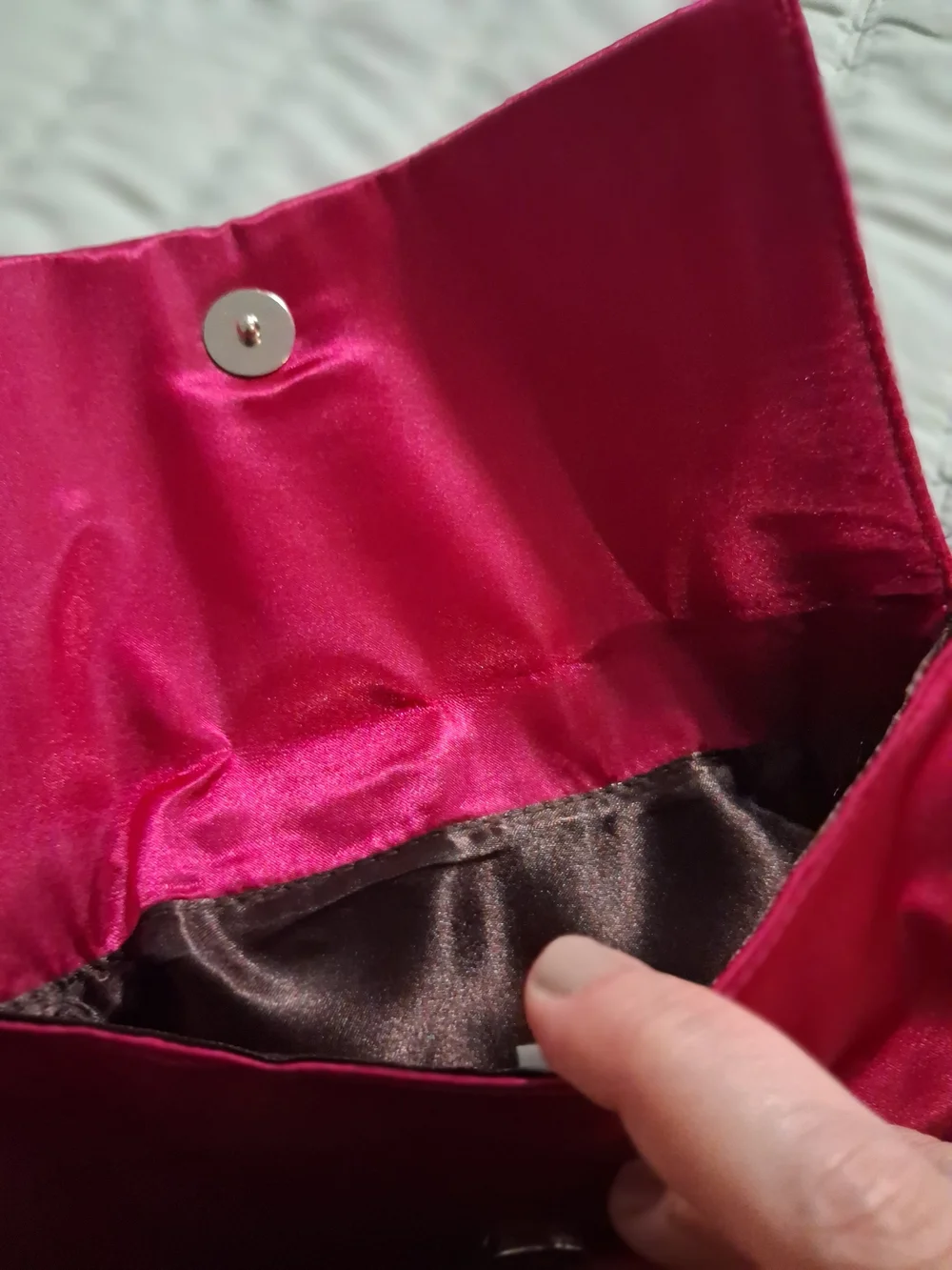 Hot Pink Satin Floral Accent Clutch